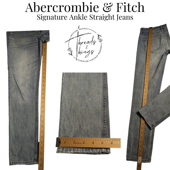 Abercrombie Jeans Women's 24W 28L Signature Ankle Straight Denim 90's Y2K Preppy - Picture 10 of 12